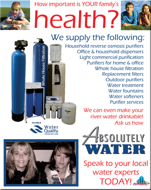 Absolutely Water Kimberley Filters, distillers, dispensers, reverse osmosis purification and bottling plant