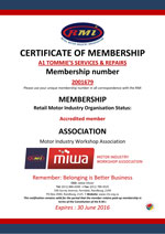 A1 Tommie's RMI Membership Certificate