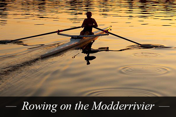 Rowing on the Modderriver near Swanlake Luxury Accommodation at Magersfontein Memorial Golf Estate near Kimberley, Northern Cape